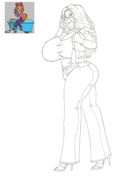 anthro big_breasts bimbofication bottomwear breasts cellphone clothed clothing electronics female footwear high_heels huge_breasts low-angle_view mature_anthro mature_female phone purse shoes smile solo thick_thighs topwear walking wide_hips krocialblack disney talespin rebecca_cunningham bear mammal hi_res