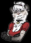 aliasing alpha_channel anthro breasts clothed clothing collar digital_media_(artwork) felid female fur hair jam_(artist) looking_at_viewer low_res mammal pantherine simple_background smile snow_leopard solo transparent_background
