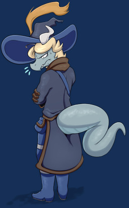 anthro blonde_hair blue_body blue_scales clothing frown hair hat headgear headwear male narrowed_eyes rear_view robe scales solo tail thick_tail xingscourge dungeons_and_dragons hasbro mythology wizards_of_the_coast pseftis_savra dragon dragonborn_(dnd) mythological_creature mythological_scalie scalie 2018 alpha_channel digital_media_(artwork) hi_res