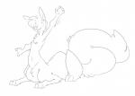 fluffy fluffy_tail fur gesture male paws solo tail waving halbean twerp_(halbean) citra citra_taur mammal mammal_taur taur hi_res monochrome sketch