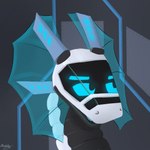 anthro blue_eyes grey_body hexagonal_grid holographic_eyes machine male screen screen_face simple_background solo white_body boloto robot synth_(vader-san) 1:1 absurd_res headshot_portrait hi_res portrait