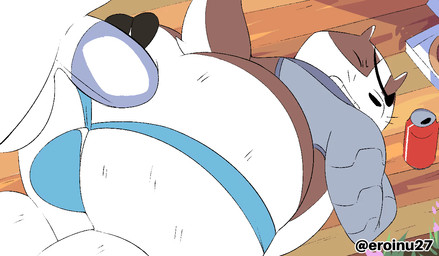 anal anal_penetration anthro anthro_penetrated ass_up balls box brown_body brown_fur butt can clothing container cybernetic_arm cybernetic_limb cybernetics duo erection eye_patch eyewear faceless_character faceless_male floor fur genitals hand_on_butt jockstrap machine male male/male male_penetrated male_penetrating male_penetrating_male mechanical_arm overweight penetration penis pizza_box sex solo_focus underwear white_body white_fur wood wood_floor eroinu27 cartoon_network mao_mao:_heroes_of_pure_heart badgerclops badger cyborg mammal mustelid musteline 2025 aliasing animated digital_media_(artwork) loop