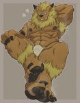 anthro armpit_hair asian_clothing body_hair claws clothing east_asian_clothing feet fundoshi japanese_clothing male mane muscular muscular_anthro muscular_male nipples pawpads smelly smelly_feet solo underwear bragotiger bandai_namco digimon digimon_(species) felid leomon lion mammal pantherine hi_res