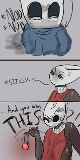 angry anthro ball_gag big_butt breasts butt cape clothing dialogue duo female frustrated gag hand_on_hip humor implied_incest male male/female nodding sigh text partb_(artist) hollow_knight_(franchise) team_cherry hornet_(hollow_knight) the_knight_(hollow_knight) animal_humanoid arthropod arthropod_humanoid humanoid vessel_(species) absurd_res comic english_text hi_res
