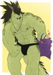 annoyed anthro black_hair blush body_hair clothing duo fist green_body hair hairy heart_symbol male muscular muscular_male pubes pushing simple_background tail underwear kokukokuboo mythology nintendo pokemon mr._stanley dragon generation_1_pokemon gengar mythological_creature mythological_scalie pokemon_(species) scalie 2013