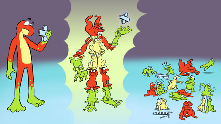 4_toes after_transformation angry annoyed anthro argument balance big_eyes biped bipedal_feral body_stack carrying_another circle_shadow comforting confusion curious division_sign exclamation_point eyes_closed falling feet feral floating_eyebrows gesture gloves_(marking) green_body green_hands green_legs green_skin group half-closed_eyes hand_gesture hands_on_shoulders hug humanoid_feet humanoid_hands instant_transformation jumping large_group leg_markings linear_sequence looking_at_another looking_at_hand looking_at_object looking_at_self looking_back lying markings math mitosis monotone_body monotone_skin multicolored_body multicolored_skin narrowed_eyes nude_anthro nude_male on_back plantigrade pointing pupils question_mark reaching_for_object red_body red_skin scared shadow simple_background simple_eyes small_pupils snout socks_(marking) solo stack stacked stop_gesture stuck symbol three_frame_sequence toes tongue tongue_out toony toony_eyes transformation transformation_by_item transformation_sequence yellow_body yellow_skin hexadoodle hex_(hexadoodle) amphibian frog 16:9 digital_drawing_(artwork) digital_media_(artwork) hi_res sequence widescreen