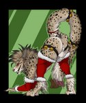 2022 4_horns all_fours alpha_channel anthro anus arm_warmers armwear ass_up ball_tuft balls biped black_body black_fur butt charr christmas christmas_clothing claws clothing dewclaw digital_media_(artwork) digitigrade fangs felid femboy finger_claws fur genitals green_background guild_wars hi_res holidays horn leg_warmers legwear looking_at_viewer looking_back looking_back_at_viewer male mammal markings multi_horn multicolored_body multicolored_fur pawpads paws perineum presenting presenting_hindquarters red_eyes simple_background smile solo spots spotted_body spotted_fur tan_body tan_fur teeth toe_claws tuft vampirika white_body white_fur