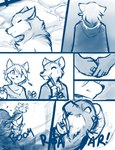 2021 anthro blue_and_white brutus_(twokinds) canid canine canis chest_tuft clovis_(twokinds) coin conditional_dnp death dragon english_text european_mythology exclamation_point female fox fur group horn hybrid keidran madam_reni_(twokinds) male mammal monochrome mythological_creature mythological_scalie mythology open_mouth ring ring_(jewelry) scalie simple_background sketch stone_floor teeth text tom_fischbach tuft twokinds western_dragon white_background white_eyes wolf wounded