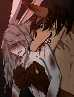 anthro bite blood blush bodily_fluids breasts crying dominant duo female forced hair male male/female nipples nude open_mouth pain rape sadism sadistic_smile scared sex simple_background tears teeth white_body yourumi kais_(yourumi) mieri_(yourumi) canid canine fox lagomorph leporid mammal rabbit digital_media_(artwork) hi_res