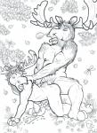 age_difference all_fours anal anal_penetration anthro anthro_on_anthro antlers big_dom_small_sub biped cloven_hooves doggystyle dominant dominant_male duo from_behind_position fungus fur grass hooves horn larger_male leaf lips looking_pleasured male male/male male_penetrating muscular muscular_male mushroom on_ground outside penetration plant sex size_difference smaller_male smoke smoke_from_nose snout submissive submissive_male vein veiny_muscles skawinski arthropod deer insect mammal moose new_world_deer black_and_white hi_res monochrome