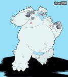 2022 anthro artur_oink balls beartic belly big_belly generation_5_pokemon genitals hi_res male moobs navel nintendo nipples overweight overweight_male penis pokemon pokemon_(species) simple_background solo white_body