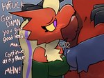 4:3 anthro avian balls beak beak_fetish beak_play beak_sex beakjob blaziken blonde_hair blush breasts carol_(otterjunk) clothed clothing comic deep_throat duo exposed_shoulder fellatio gag generation_3_pokemon genitals gynomorph hair hi_res intersex intersex/intersex neck_bulge nintendo oral oral_penetration otterjunk penetration penile penis pokemon pokemon_(species) racha_(otterjunk) sex text tongue trans_(lore) trans_woman_(lore)