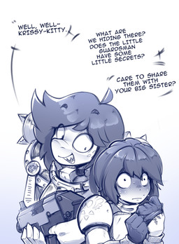 dialogue duo female male male/female felixf deltarune undertale_(series) warhammer_(franchise) warhammer_40000 kris_dreemurr susie_(deltarune) dinosaur human humanoid mammal prehistoric_species reptile scalie absurd_res comic hi_res sketch