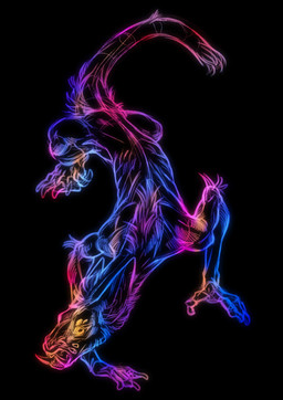 ambiguous_gender black_background cheek_tuft claws ears_back facial_tuft feral head_tuft leg_tuft open_mouth pivoted_ears simple_background solo tuft tusks unsigned riorix species_request guide_lines hi_res sketch