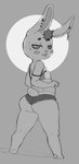 anthro bottomwear butt clothing female hotpants shorts solo standing thick_thighs tongue tongue_out moitasart lagomorph leporid mammal rabbit hi_res