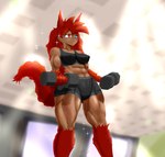 abs biceps camel_toe exercise female hair heterochromia low-angle_view muscular muscular_female muscular_thighs red_hair solo workout workout_clothing workout_equipment delaysjewel jasper_(delaysjewel) animal_humanoid canid canid_humanoid canine canine_humanoid fox_humanoid humanoid mammal mammal_humanoid absurd_res hi_res