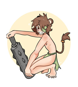 accessory bottomwear brown_body brown_fur brown_hair clothing eye_patch eyewear fur furgonomics grin hair jewelry kanobo loincloth male ring simple_background smile solo tail tail_accessory tail_jewelry tail_ring wide_eyed xing1 animal_humanoid humanoid mammal mammal_humanoid monkey_humanoid primate primate_humanoid hi_res