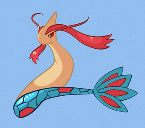 ambiguous_feral ambiguous_gender antennae_(anatomy) blue_background blue_body blue_fin blue_scales blue_tail_fin eyelashes feral fin hair multicolored_tail red_antennae red_body red_hair red_scales red_sclera red_tail_fin scales serpentine simple_background solo tail tail_fin tan_body momensarada nintendo pokemon generation_3_pokemon milotic pokemon_(species) 2023 absurd_res colored full-length_portrait hi_res portrait