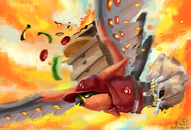ambiguous_gender avian_feet bag beak black_body black_feathers box clothing cloud container cutlery delivery_(commerce) embers fanny_pack feathers feral fire flying food food_delivery fork grey_body grey_feathers har hat headgear headwear kitchen_utensils pizza pizza_box pizza_delivery red_body red_feathers sky solo takeout_box tools toppings yellow_body yellow_feathers rhond_45 nintendo pokemon avian generation_6_pokemon pokemon_(species) talonflame absurd_res hi_res signature