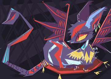 abstract_background ambiguous_gender ear_piercing ear_ring feral fur living_tail lying multicolored_body multicolored_fur on_front piercing purple_body purple_fur purple_tail purple_wings ring_piercing snake_tail solo tail unusual_anatomy unusual_tail wings yellow_sclera naircat domestic_cat felid feline felis mammal reptile scalie snake 2017 digital_drawing_(artwork) digital_media_(artwork) microsoft_paint_(artwork)