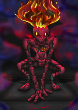 crouching elemental_manipulation female fire fire_manipulation flaming_eyes flaming_hair fumes furnace machine metal metallic_body pseudo_hair red_body robophilia solo technology soulwing98 herou_(soulwing98) automaton humanoid robot robot_humanoid 2021 absurd_res digital_media_(artwork) hi_res