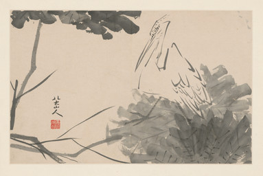 ambiguous_feral ambiguous_gender avian_feet beak biped bipedal_feral branch cjk_character feathered_crest feathered_wings feathers feral head_crest leaf plant scuted_feet scuted_legs scutes shrub side_view simple_background solo standing tail tail_feathers tree wide_stance wings bada_shanren avian bird heron pelecaniform 17th_century absurd_res ancient_art hi_res painting_(artwork) traditional_media_(artwork) traditional_painting_(artwork)