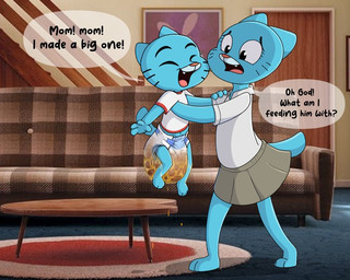 anthro big_diaper bodily_fluids carrying_another clothed clothing diaper duo feces female front_view genital_fluids huge_diaper leaking_diaper male soiled soiled_diaper soiling unclean_diaper urine used_diaper wearing_diaper wet_diaper young young_anthro young_male baltnwolf cartoon_network the_amazing_world_of_gumball gumball_watterson nicole_watterson domestic_cat felid feline felis mammal 5:4 digital_media_(artwork) mother_(lore) mother_and_child_(lore) mother_and_son_(lore) parent_(lore) parent_and_child_(lore) parent_and_son_(lore) son_(lore)