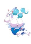 anthro anus areola big_breasts blue_eyes blue_hair blush breasts butt feet female fingers genitals hair humanoid_feet nipples nude pink_areola pink_nipples plantigrade puffy_anus pussy simple_background soles solo split_form silentsound nintendo pokemon fish generation_7_pokemon humanoid marine merfolk pokemon_(species) primarina absurd_res hi_res