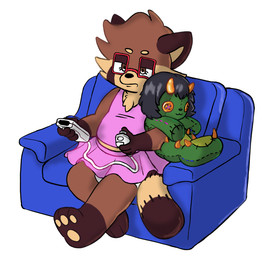 age_regression anthro chair clothing controller female female_anthro furniture game_controller gaming nintendo_controller on_chair pink_clothing playing_video_game plushie sitting sitting_on_chair solo wii_remote young young_anthro young_female coffeeblend108 nintendo wii cofi_(coffeeblend) mammal procyonid raccoon hi_res