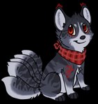 5_tails ambiguous_gender chibi digitigrade ear_tuft feral fur grey_body grey_fur grey_inner_ear grey_nose kerchief markings multi_tail neckerchief pattern_kerchief pattern_neckerchief paws plaid_kerchief plaid_neckerchief red_body red_ear_tufts red_eyes red_fur red_kerchief red_markings red_neckerchief simple_background sitting smile solo striped_body striped_fur stripes tail transparent_background tuft sebdoggo ethan-allen_(sebdoggo) canid canine fox mammal 2013 adobe_photoshop_(artwork) alpha_channel digital_drawing_(artwork) digital_media_(artwork) flat_colors full-length_portrait low_res portrait