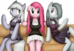 anthro anthrofied blue_eyes breasts cleavage clothed clothing dress female grey_hair group hair long_hair looking_at_viewer navel open_mouth pink_hair purple_eyes simple_background straight_hair tail white_background tg-0 friendship_is_magic hasbro my_little_pony limestone_pie_(mlp) marble_pie_(mlp) pinkamena_(mlp) pinkie_pie_(mlp) earth_pony equid equine horse mammal pony