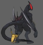 ambiguous_gender anthro blade bladed_wings claws duo feet glowing glowing_eyes talons toes unusual_anatomy unusual_wings wings medicinal_succ capcom monster_hunter flying_wyvern nargacuga absurd_res hi_res