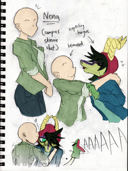 anthro arms_around_shoulders bald breasts crossgender duo fake_horns female female_human female_on_anthro ftm_crossgender green_eyes heart_symbol kissing_cheek male male/female male_anthro male_on_human mtf_crossgender puppet purple_body purple_scales scales tail tan_body tan_scales text tongue tongue_out benjephenet third-party_edit cavemanon_studios puppet_pals snoot_game anon_(snoot_game) schizo_chan_(snoot_game) compsognathid compsognathus dinosaur human mammal prehistoric_species reptile saurischian scalie theropod 3:4 absurd_res color_edit colored colored_sketch digital_media_(artwork) english_text hi_res sketch sketchbook_(artwork) traditional_media_(artwork)