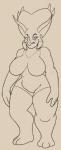 anthro biped breasts clothing eyelashes female horn markings mole_(marking) non-mammal_breasts one-piece_swimsuit simple_background solo standing swimwear teeth nsfwthingshappen_(artist) teenage_mutant_ninja_turtles general_zera ceratopsian dinosaur ornithischian prehistoric_species reptile scalie triceraton hi_res monochrome