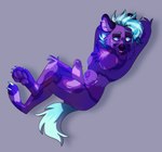 anthro biped blue_hair blue_tail fur genitals hair male male_anthro nude nude_anthro nude_male penis pose purple_body purple_eyes purple_fur purple_penis solo submissive submissive_male tail nicothealien iceladen hyena mammal absurd_res digital_drawing_(artwork) digital_media_(artwork) full-length_portrait hi_res portrait shaded simple_shading watermark