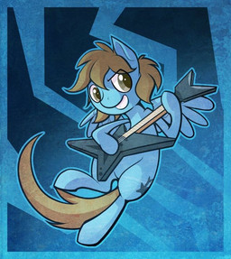 ambiguous_gender cutie_mark electric_guitar feathered_wings feathers feral guitar musical_instrument playing_guitar playing_music plucked_string_instrument solo string_instrument tail wings necrobalam hasbro my_little_pony mythology claire_anne_carr fan_character equid equine mammal mythological_creature mythological_equine pegasus