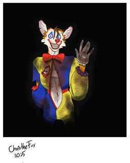 anthro blue_eyes bow_tie brown_hair clothing clown clown_costume clown_makeup clown_paint costume dirty dirty_clothing ears_up fur gesture gloves hair halloween_costume hand_gesture handwear holidays looking_at_viewer male navel navel_piercing nipple_piercing nipples orange_body orange_fur piercing raised_hand red_eyes smile smiling_at_viewer solo teeth teeth_showing torn_clothing white_body white_fur bartek22 halloween chris_the_fox_(bartek22) canid canine fox mammal hi_res