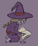 clothing coloring_book coloring_page female grimoire hat headgear headwear kneeling magic_user occult occult_symbol solo symbol witch witch_costume witch_hat young darkcyndoge dark_elf elf humanoid