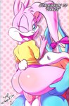 aged_up anthro blue_body blue_fur bottomless bottomless_anthro bottomless_female bottomless_male clothed clothing cotton_tail duo female fur male male/female pink_body pink_fur sheecktor tiny_toon_adventures warner_brothers babs_bunny buster_bunny hare lagomorph leporid mammal rabbit absurd_res hi_res