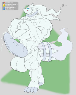 abs anthro balls biceps big_balls big_muscles big_pecs big_penis bodily_fluids dripping genital_fluids genitals huge_balls huge_penis humanoid_genitalia humanoid_penis hyper hyper_balls hyper_genitalia hyper_penis licking licking_lips looking_at_viewer male muscular muscular_anthro muscular_arms muscular_legs muscular_male muscular_thighs navel pecs penis precum precum_drip solo tail thick_arms thick_neck tongue tongue_out unusual_anatomy unusual_tail conditional_dnp dischimera nintendo pokemon generation_5_pokemon legendary_pokemon pokemon_(species) reshiram hi_res