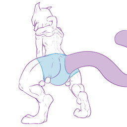 anthro big_bulge big_tail bottomwear bulge clothing grin hand_between_legs hand_on_leg hand_on_thigh hands_between_breasts male natural_bulge paws raised_tail reaching_down rear_view shorts smile smirk solo tail thick_tail tight_bottomwear tight_clothing tight_shorts tight_underwear underwear conditional_dnp samagthrav2 nintendo pokemon generation_1_pokemon legendary_pokemon mewtwo pokemon_(species) absurd_res hi_res