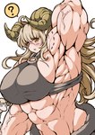 2023 abs animal_humanoid big_breasts big_muscles bovid bovid_humanoid breasts caprine caprine_humanoid deltoids dendmy female feral flexing hi_res horizontal_pupils horn huge_muscles humanoid humanoid_focus mammal mammal_humanoid muscular muscular_female pupils raised_arm scar serratus sheep sheep_humanoid solo_focus triceps vein