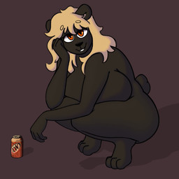 anthro beverage beverage_can big_breasts big_butt breasts butt crouching female hair messy_hair nude nude_anthro nude_female root_beer soda sleepingpowder a&w jade_(sleepingpowder) bear mammal 1:1 hi_res