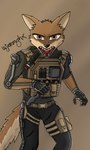 angry anthro exosuit knife male solo tactical_gear wjermghx canid canine canis coyote mammal absurd_res hi_res