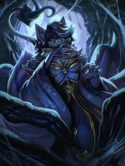 clothing eye_bags glowing glowing_eyes hair intersex multi_tongue multicolored_hair pupils slit_pupils tendrils tongue vestel_(artist) eliana_(raoul13) arachnid arachnid_taur arthropod arthropod_taur canid canine canis hybrid mammal taur wolf absurd_res hi_res