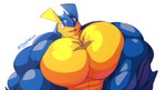 abs anthro biceps big_muscles big_pecs blue_body ear_fins fin huge_muscles huge_pecs hyper hyper_muscles male multicolored_body muscular muscular_anthro muscular_male pecs pink_eyes red_eyes scar simple_background smile solo two_tone_body white_background yellow_body yongdasom nintendo pokemon fan_character zen_(unusualboo54) amphibian frog generation_6_pokemon greninja mammal pokemon_(species) digital_media_(artwork) half-length_portrait portrait shaded signature