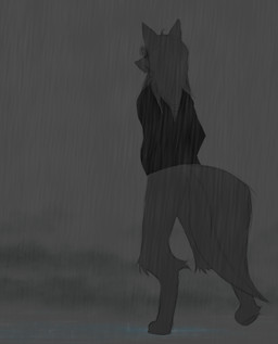 clothing female fur horizon looking_away raining shirt solo topwear unknown_artist domestic_cat felid feline felis mammal absurd_res black_and_white hi_res monochrome