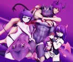 anthro female fur group hair horn looking_at_viewer male muscular muscular_male one_eye_closed purple_body purple_fur purple_hair spade_tail tail wink malicekira lifewonders tokyo_afterschool_summoners bathym_(tas) canid canine canis demon demon_humanoid horned_humanoid humanoid mammal wolf 3d_(artwork) digital_media_(artwork) hi_res