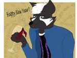 alcohol anthro beverage black_body black_fur container cup drinking_glass fur glass glass_container glass_cup male solo white_body white_fur wine wine_glass gotoyourcorner new_year_2021 canid canine mammal 4:3 hi_res