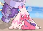 female genitals holding_object holding_weapon pink_body pussy solo spread_legs spreading weapon navi_(artist) nintendo pokemon generation_9_pokemon humanoid pokemon_(species) tinkaton